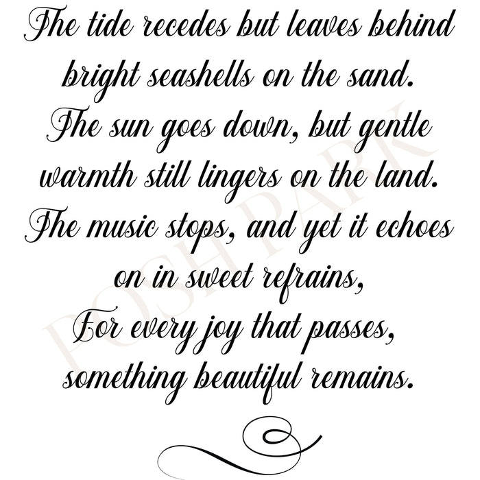 The Tide Recedes But Leaves Behind Funeral Program Poem | Transparent Pre-made Funeral Word Art