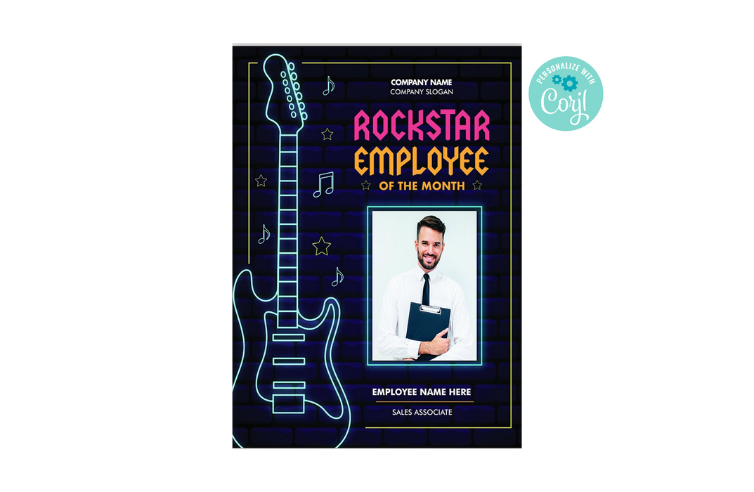 EDITABLE Rockstar Employee of the Month Certificate | Downloadable Employee Recognition Certificate |  Employee Appreciation | Instant Download | Printable