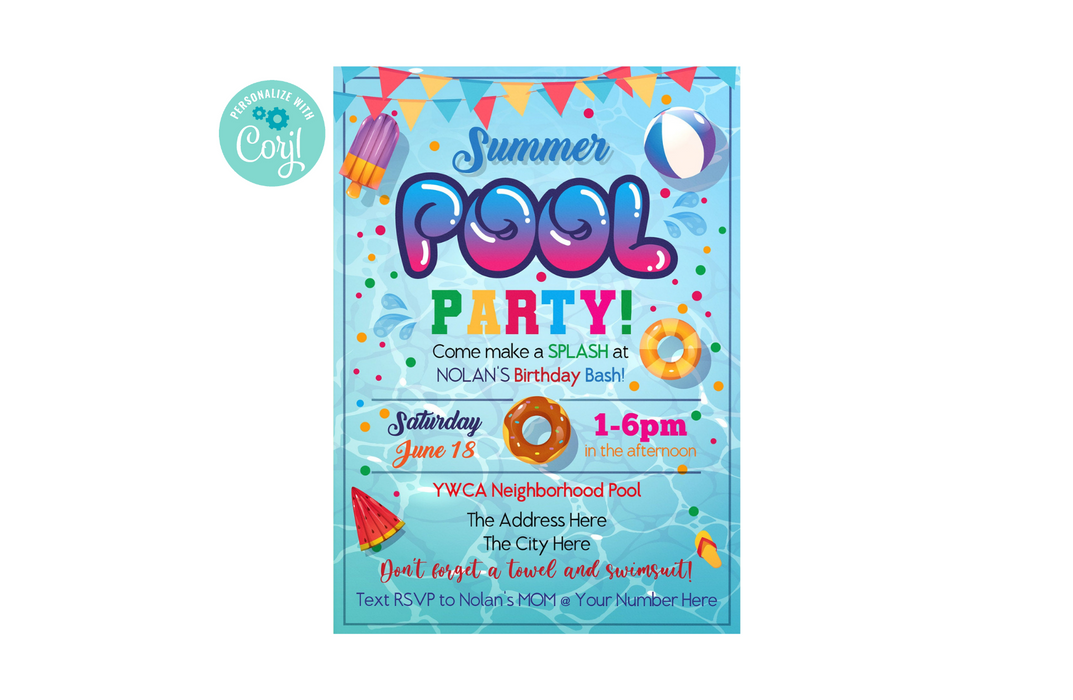 Editable Pool Party Invitation, Downloadable Kids Pool Party Birthday, — Posh Park editable-pool-party-invitation-downloadable-kids-pool-party-birthday-posh-park