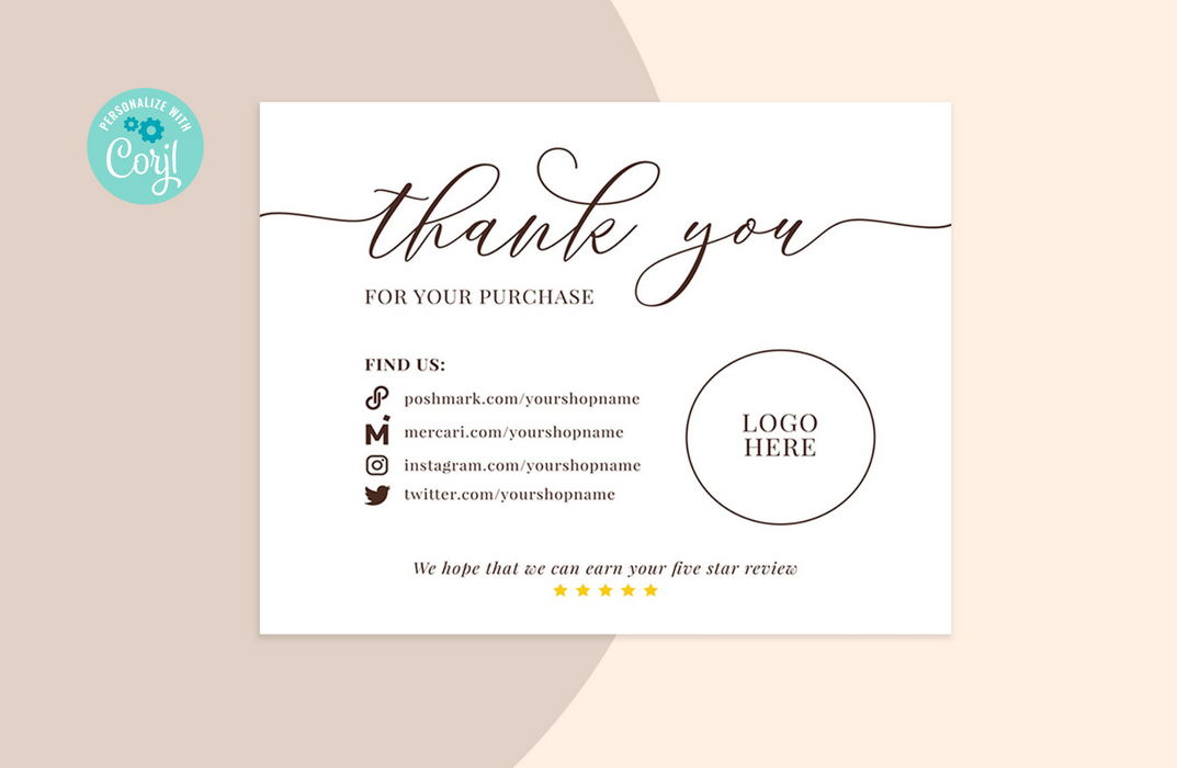 downloadable-minimalist-business-card-and-thank-you-card-template-pri-posh-park for Free Printable Poshmark Thank You Note Printable Downloadable Minimalist Business Card and Thank You Card Template, Pri — Posh Park for Free Printable Poshmark Thank You Note Printable