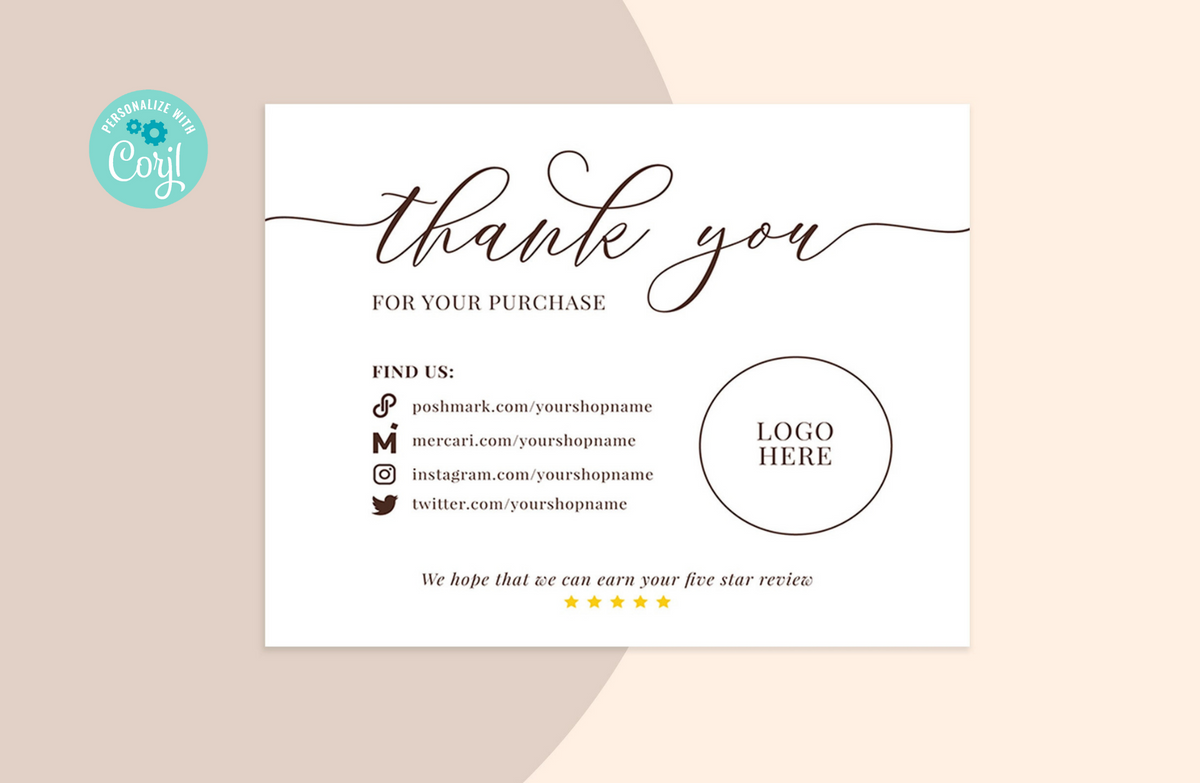 Downloadable Minimalist Business Card and Thank You Card Template, Pri —  Posh Park