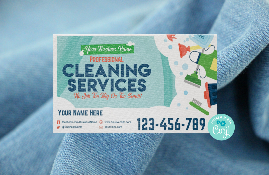 DIY Cleaning Services Business Card Template |Downloadable Cleaning Business Card | Editable Business Card for Cleaning Business Digital