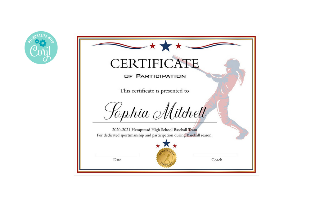 Downloadable Red White Girls Softball Certificate Template, DIY Softba — Posh Park downloadable-red-white-girls-softball-certificate-template-diy-softba-posh-park
