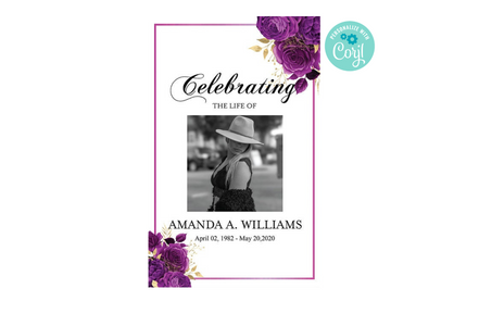 Editable 8 Page Purple Rose Funeral Program Template — Posh Park