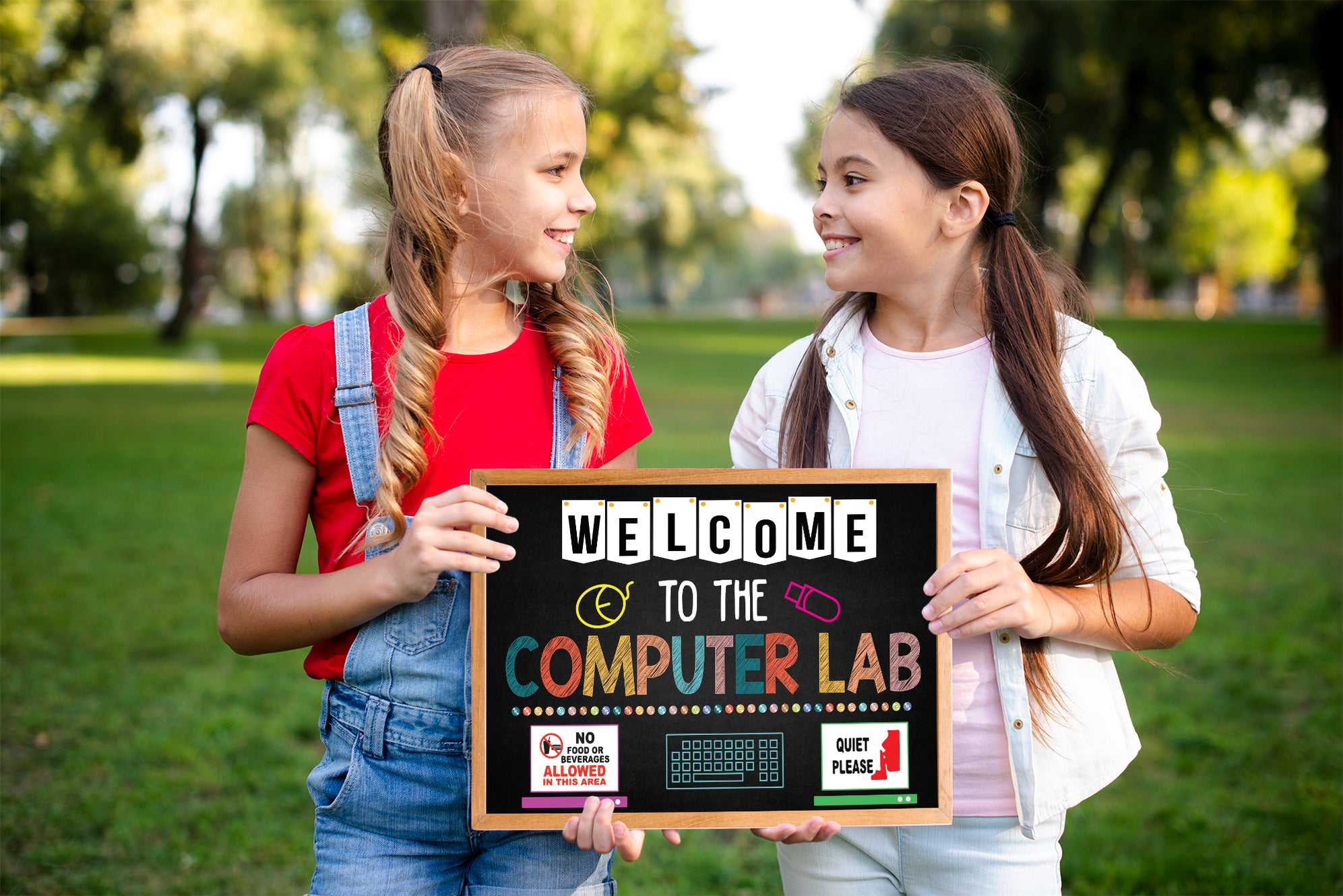 Printable Computer Lab Sign, Black Welcome To The Computer Lab, PDF Sc ...
