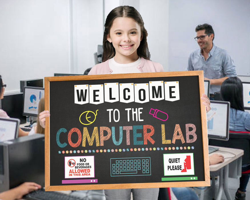 Printable Computer Lab Sign, Black Welcome To The Computer Lab, PDF Sc ...