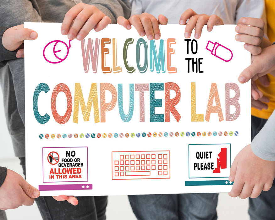 PDF Printable School Computer Lab Classroom Decor, Welcome To The Comp ...