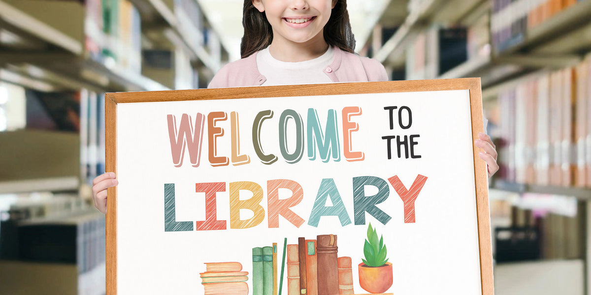 Printable PDF Welcome Library School Sign, School Library Poster Class ...