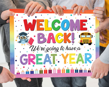 Printable Colorful Back to School Welcome Sign, PDF School Bulletin Bo ...