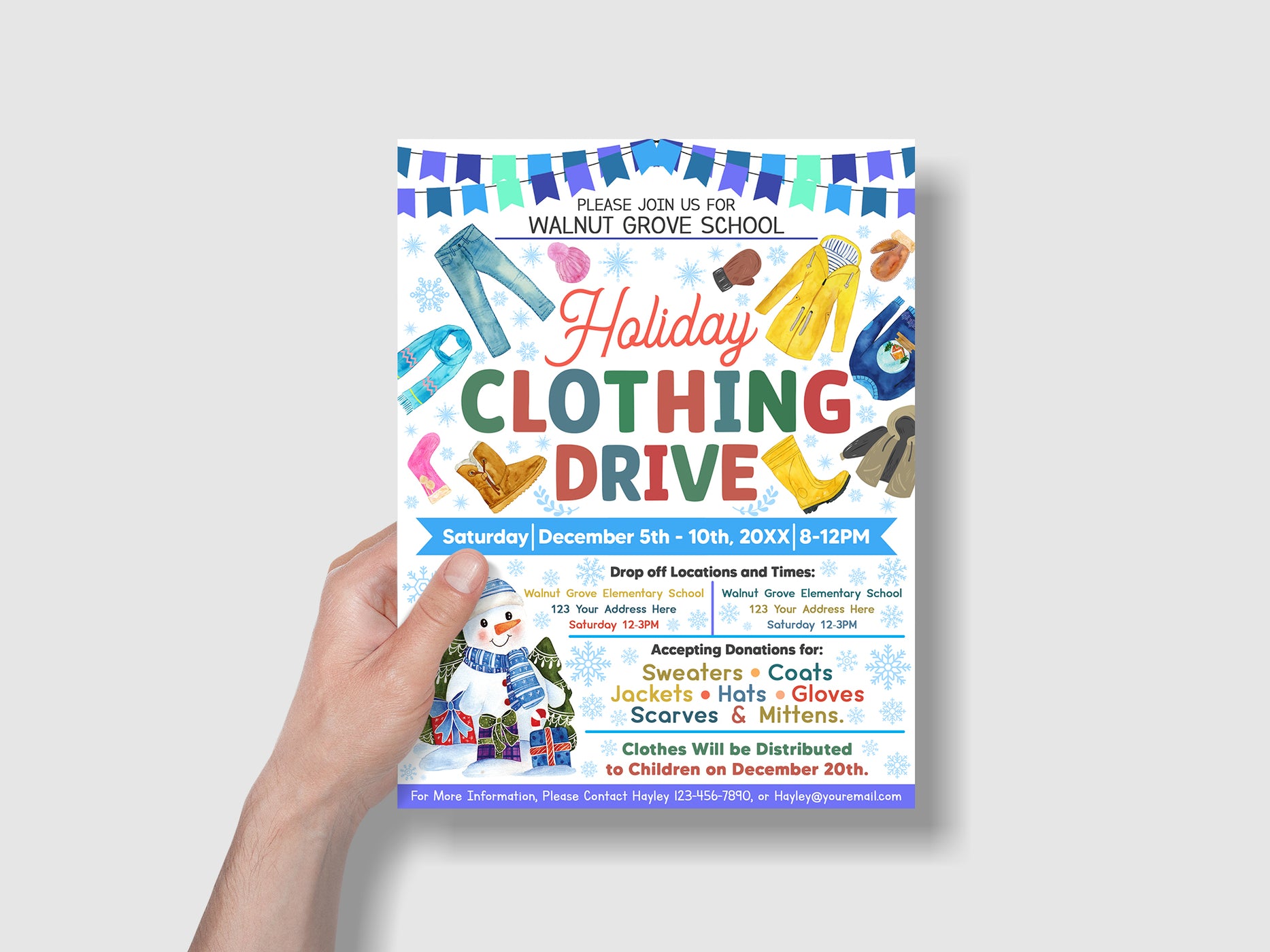 DIY Editable Winter Clothing Drive Flyer Template, Holiday Clothing Dr ...