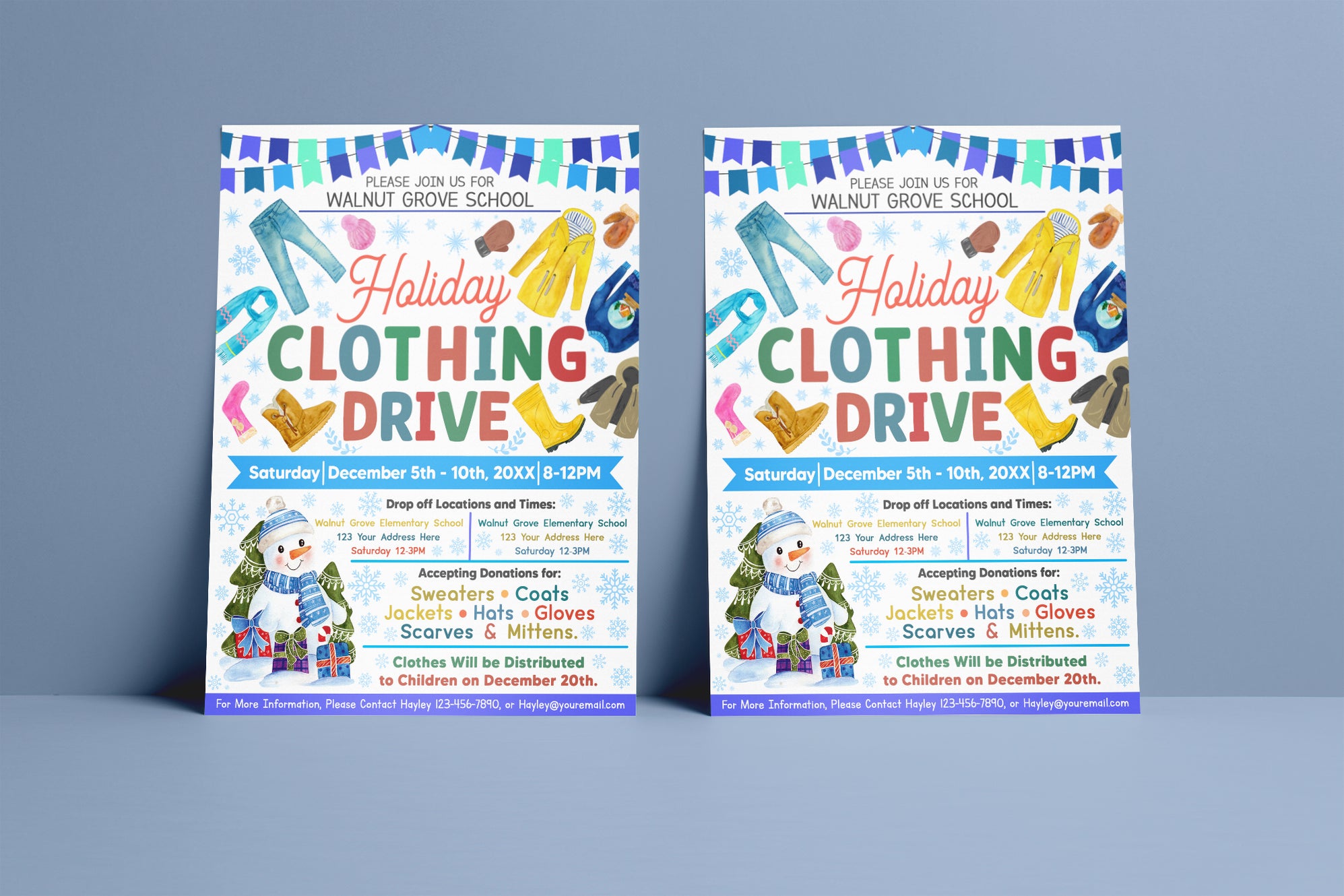 DIY Editable Winter Clothing Drive Flyer Template, Holiday Clothing Dr ...