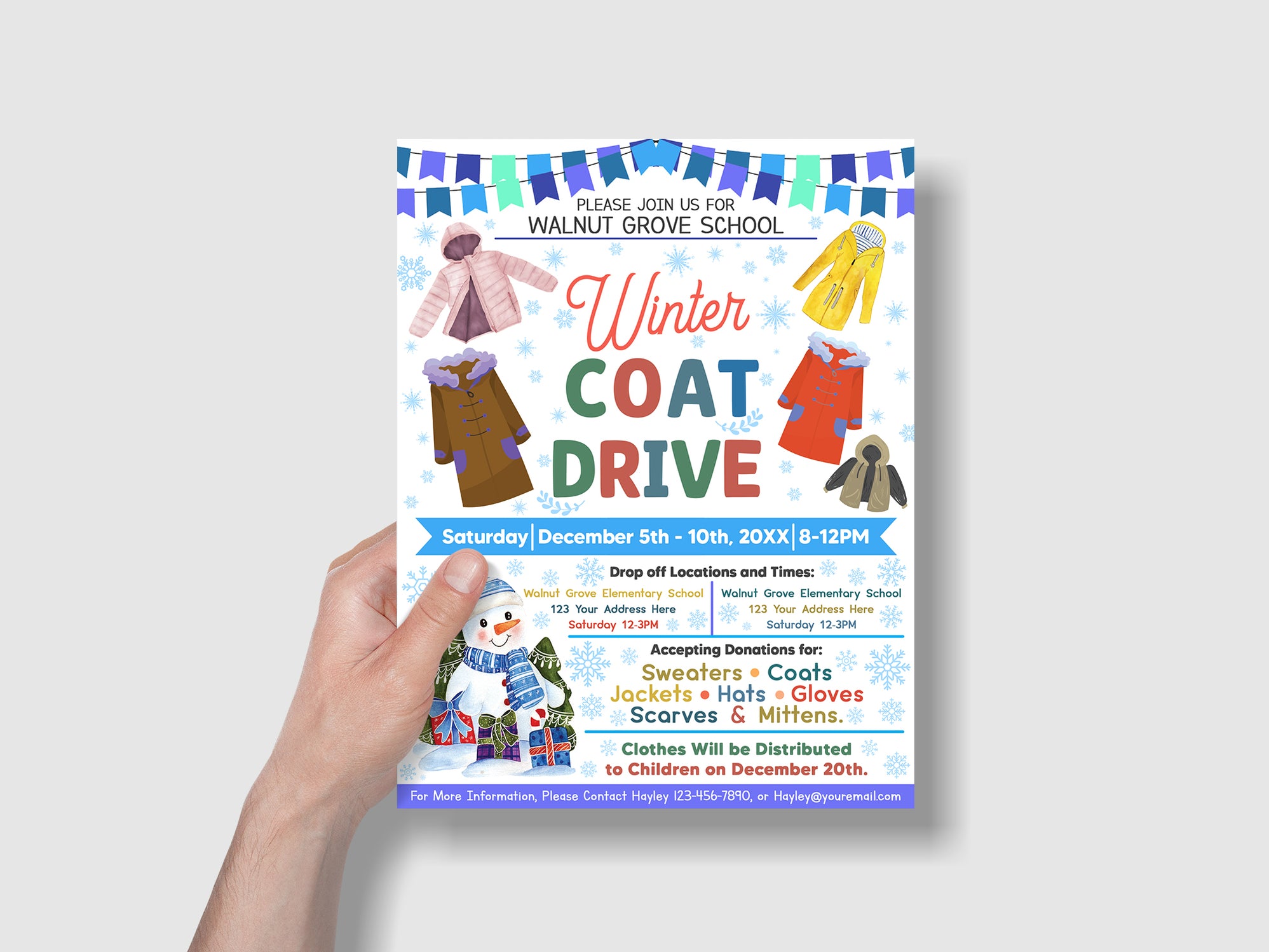 DIY Winter Coat Drive & Clothes Donations Flyer Template — Posh Park
