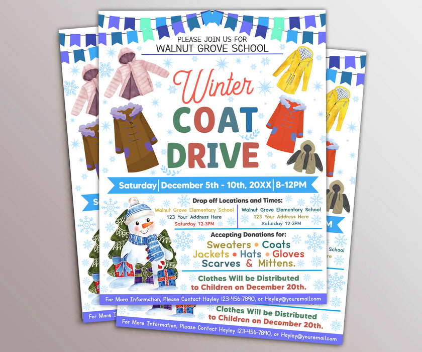 DIY Winter Coat Drive & Clothes Donations Flyer Template — Posh Park