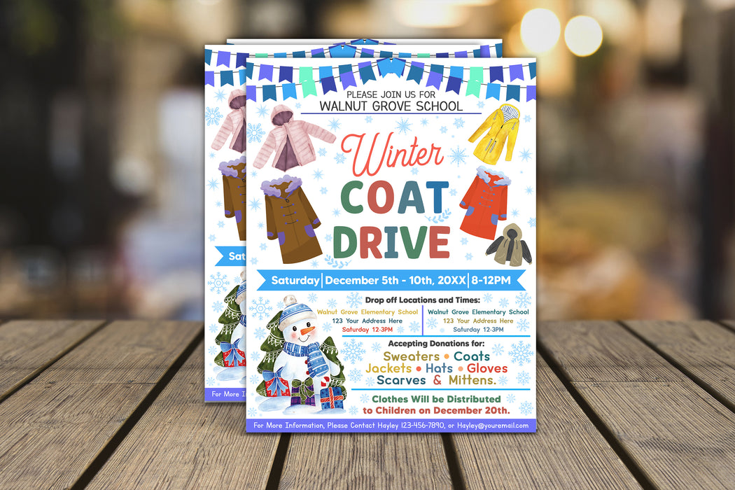 DIY Winter Coat Drive & Clothes Donations Flyer Template — Posh Park