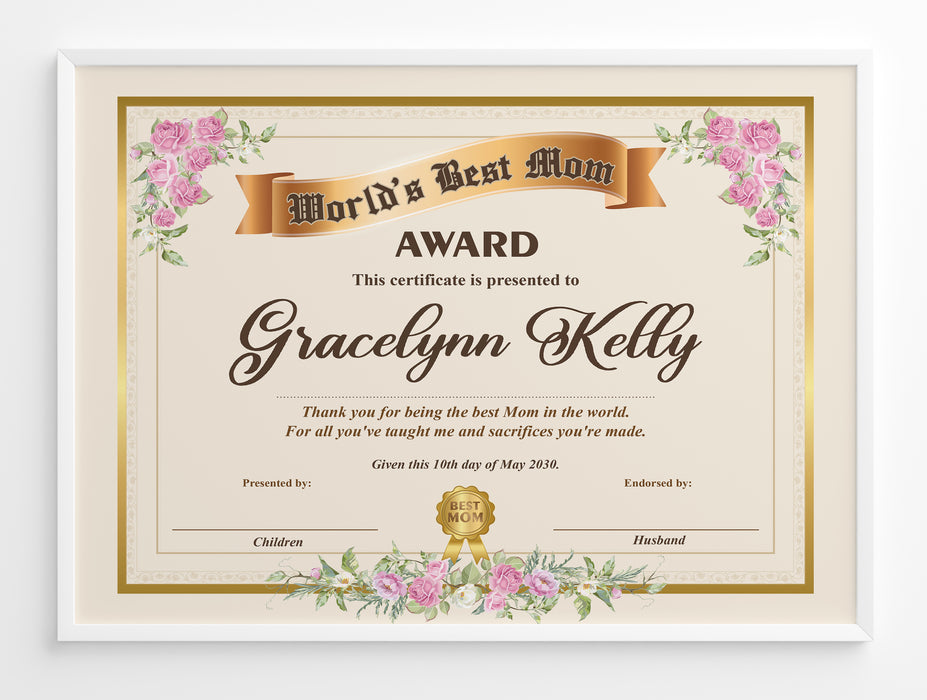 editable-world-s-best-mom-certificate-pink-rose-customizable-unique-g-posh-park for Free Printable Best Mom Certificate Editable World's Best Mom Certificate Pink Rose, Customizable Unique G — Posh Park for Free Printable Best Mom Certificate