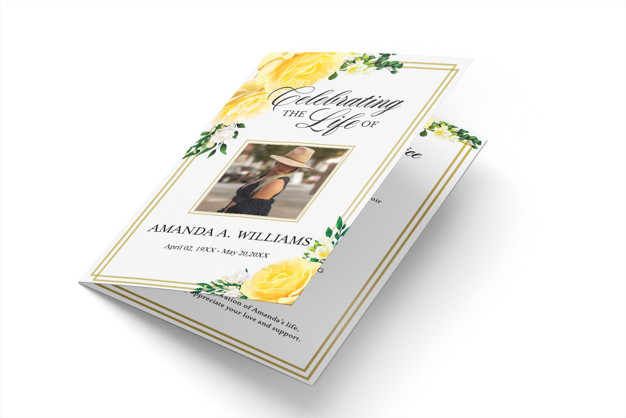 Yellow Roses Funeral Vector Editable Yellow Rose Funeral Template | Obituary & Brochure โ Posh Park