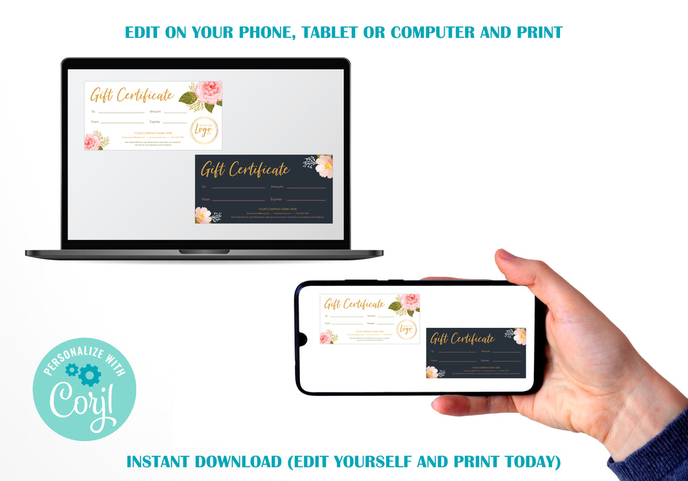 Gift Certificate, Gift Certificates, Gift Card Template, Certificate Template, Editable Gift Card, Gift Template, Gift Card, Printable Gift Cards, Certificate Gift, gift voucher, voucher template, Template with Logo, Template Editable
