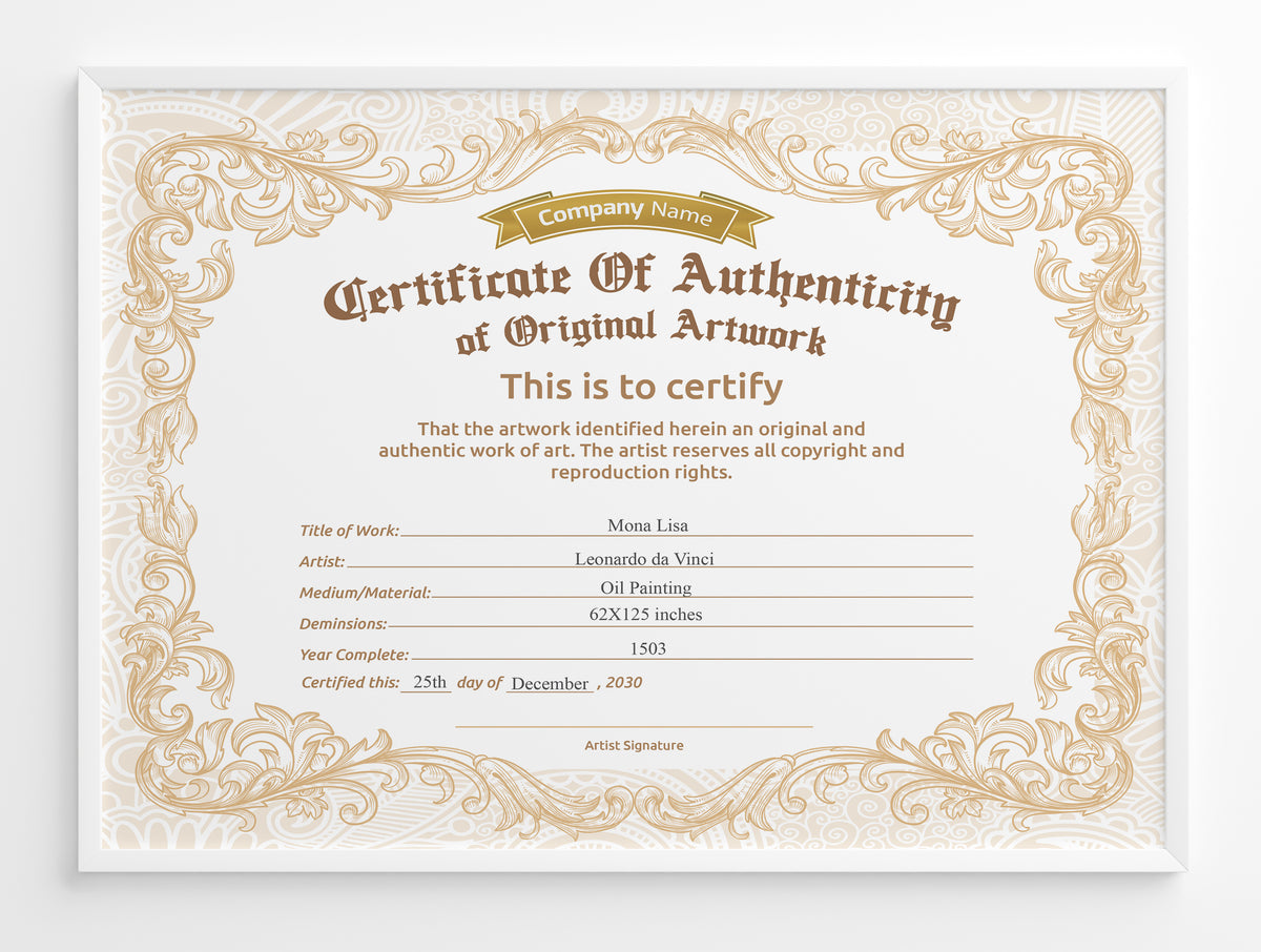 Certificate Of Authenticity Art What Is A Certificate Of Authenticity