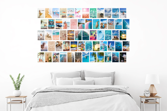 60 pcs Inspirational Coastal Beach Photo Wall Collage Kit