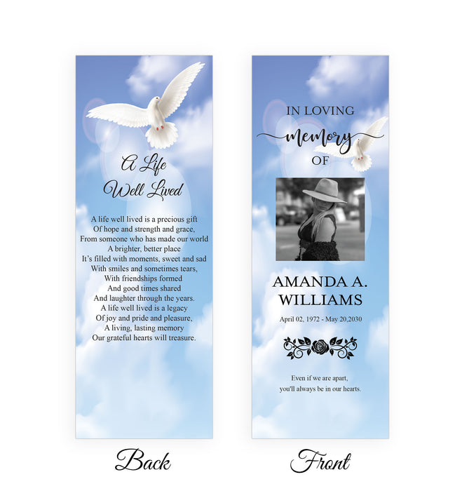 Funeral Dove Memorial Bookmark Template — Posh Park funeral-dove-memorial-bookmark-template-posh-park