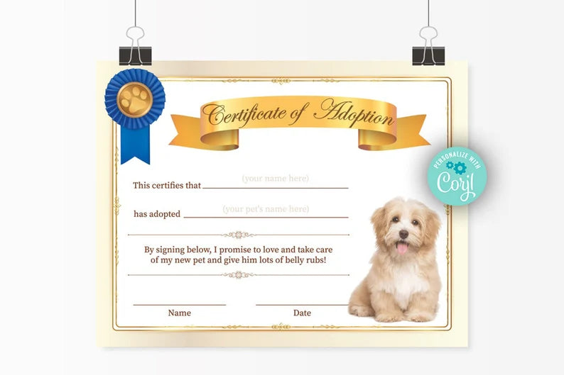 diy-customization-dog-puppy-adoption-certificate-template-posh-park for Blank Pet Adoption Certificate Free Printable DIY Customization Dog Puppy Adoption Certificate Template - Posh Park for Blank Pet Adoption Certificate Free Printable