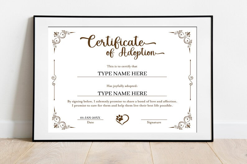 Custom Printable Dog Adoption Certificate Template — Posh Park custom-printable-dog-adoption-certificate-template-posh-park
