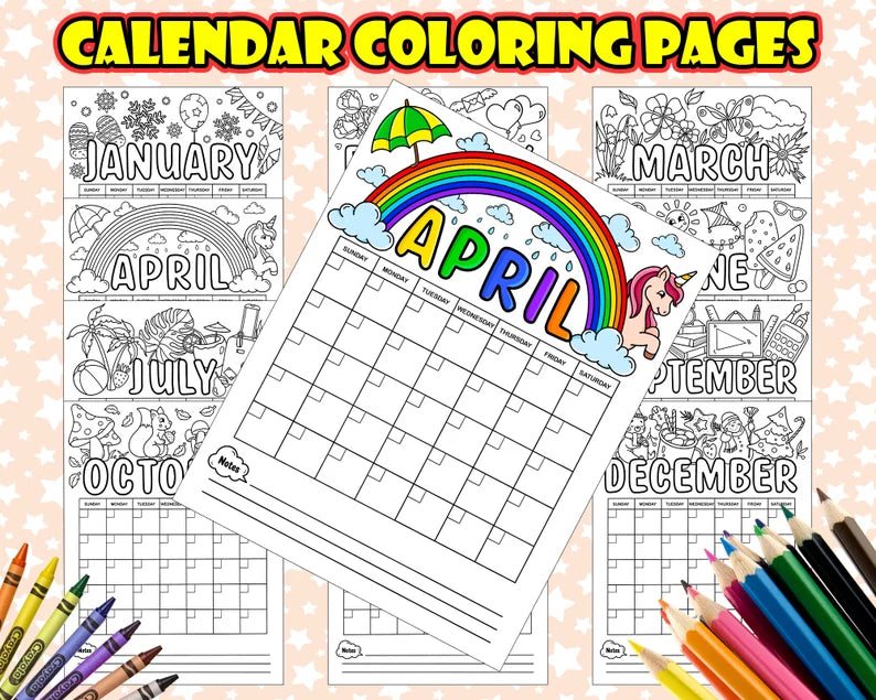 Printable PDF 12 Month Calendar Coloring Pages, Coloring Monthly Calen — Posh Park printable-pdf-12-month-calendar-coloring-pages-coloring-monthly-calen-posh-park
