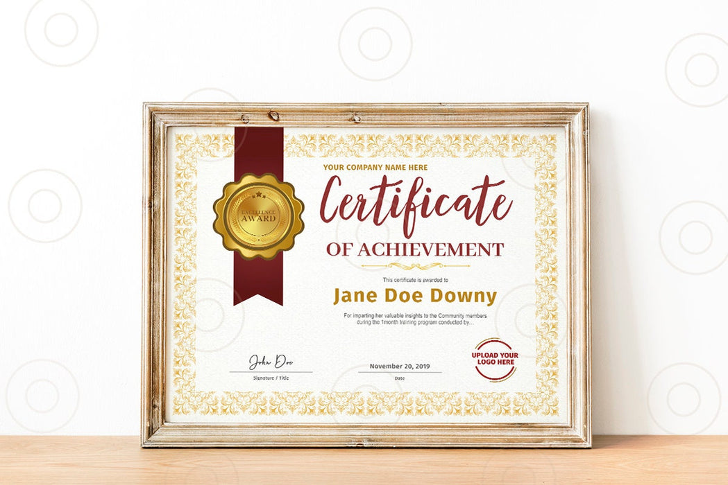 Editable Gold Certificate of Achievement Template |Downloadable Certif — Posh Park editable-gold-certificate-of-achievement-template-downloadable-certif-posh-park