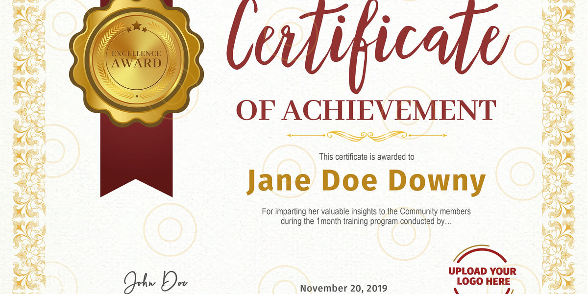 Gold Certificate Of Completion Award Card 8 X 10 Jordan - View #6