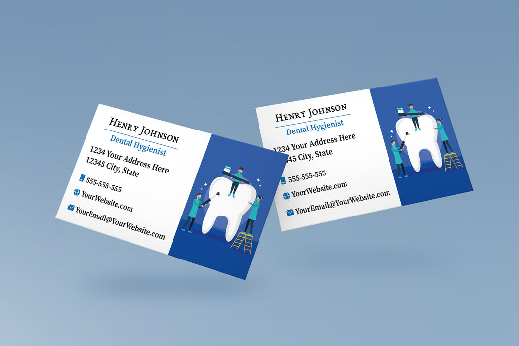 Editable Dental Hygienist Business Card Template Blue and White
