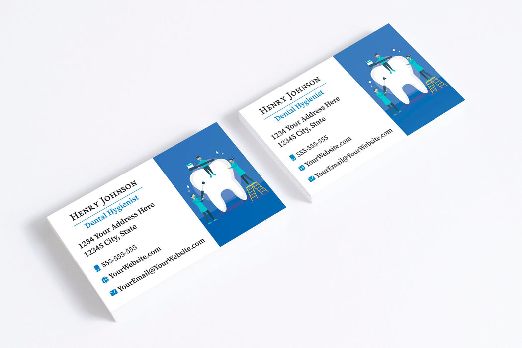 Editable Dental Hygienist Business Card Template Blue and White