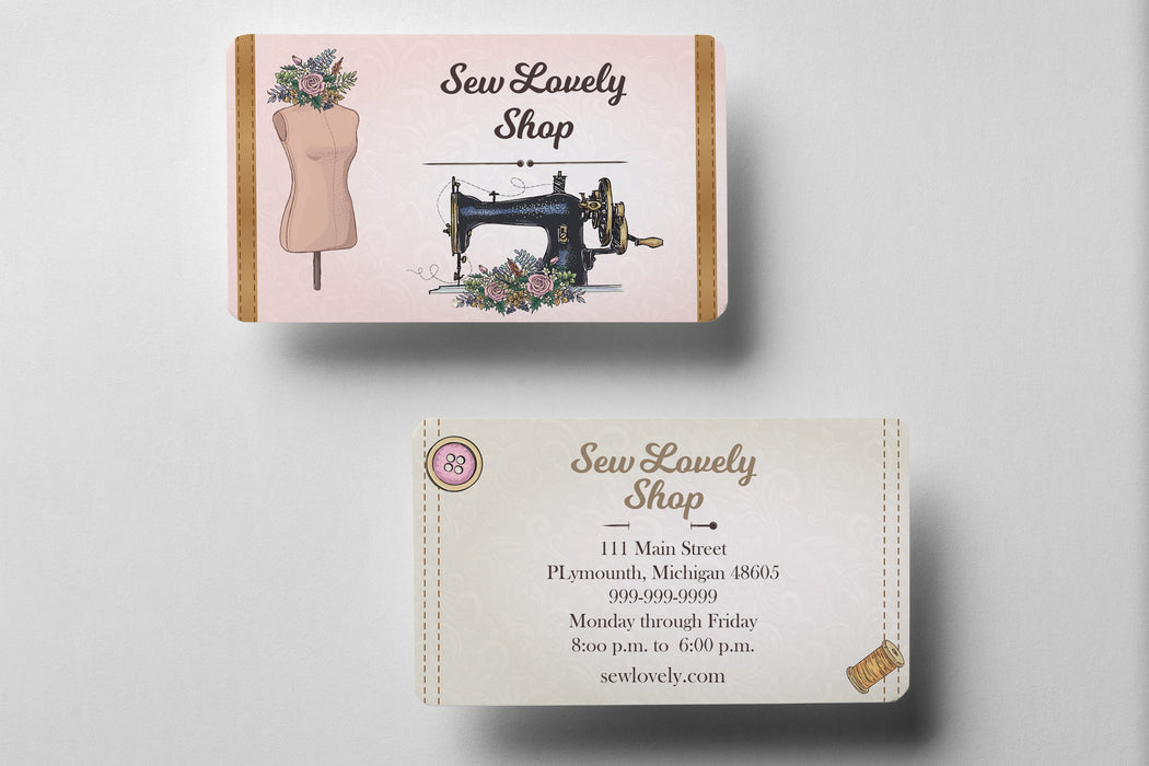 Editable Sewing Business Card Template | DIY Tailor, Seamstress, Crafter Business Card