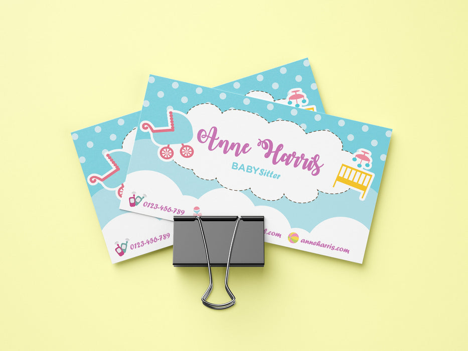 Cute Babysitting Business Card Template, Editable Babysitting Business Card Download, PRINTABLE Business Card for Babysitting Services