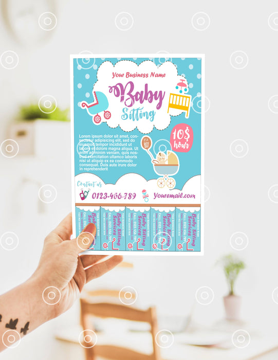 EDITABLE Babysitting Business Business Kit, Card and Flyer | Babysitter Business Marketing Templates PRINTABLE