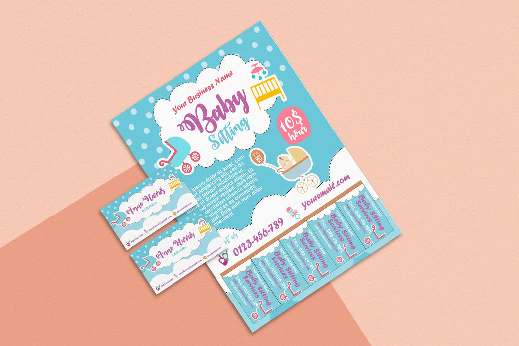 EDITABLE Babysitting Business Business Kit, Card and Flyer | Babysitter Business Marketing Templates PRINTABLE
