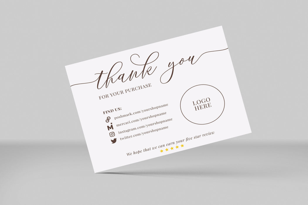 Editable Minimalist Small Business Thank You Cards, DIY Thank You Card for Small Businesses, Printable Thank You Card Digital | PDF Thank You Cards