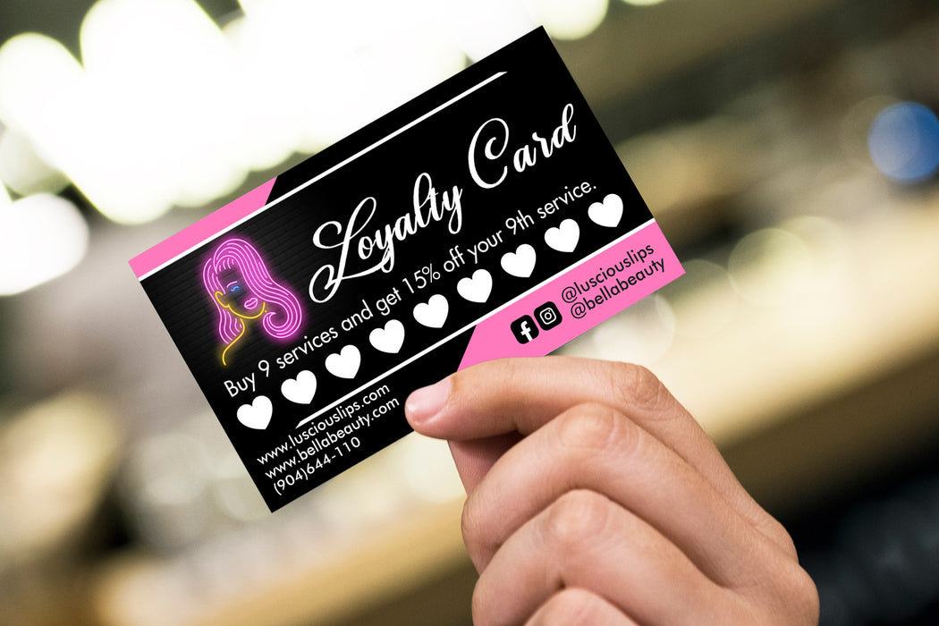 Editable Hair Salon Customer Loyalty Rewards Cards Digital