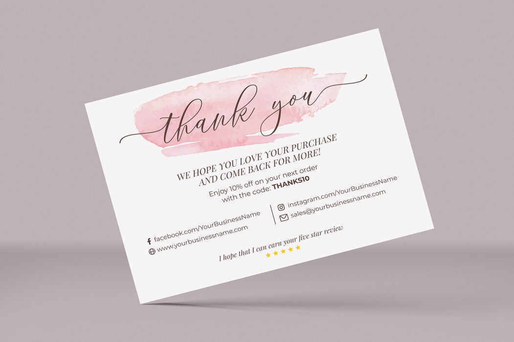 Editable Square Business Thank You Card Template | Printable Fully Editable Thank You Card Business |Thank You for Supporting My Small Business Card