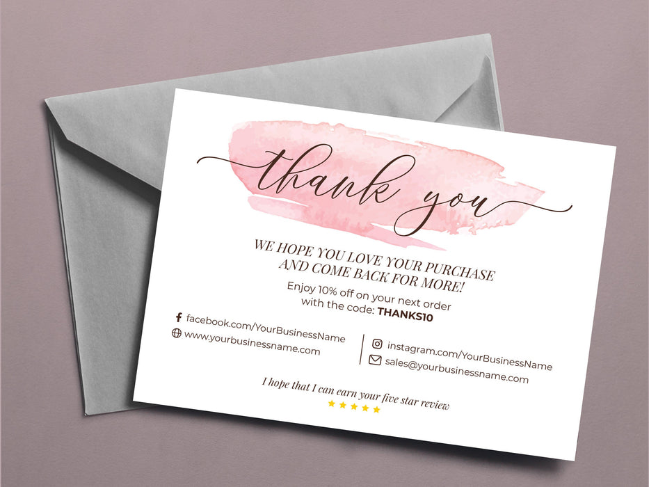 Editable Square Business Thank You Card Template | Printable Fully Editable Thank You Card Business |Thank You for Supporting My Small Business Card