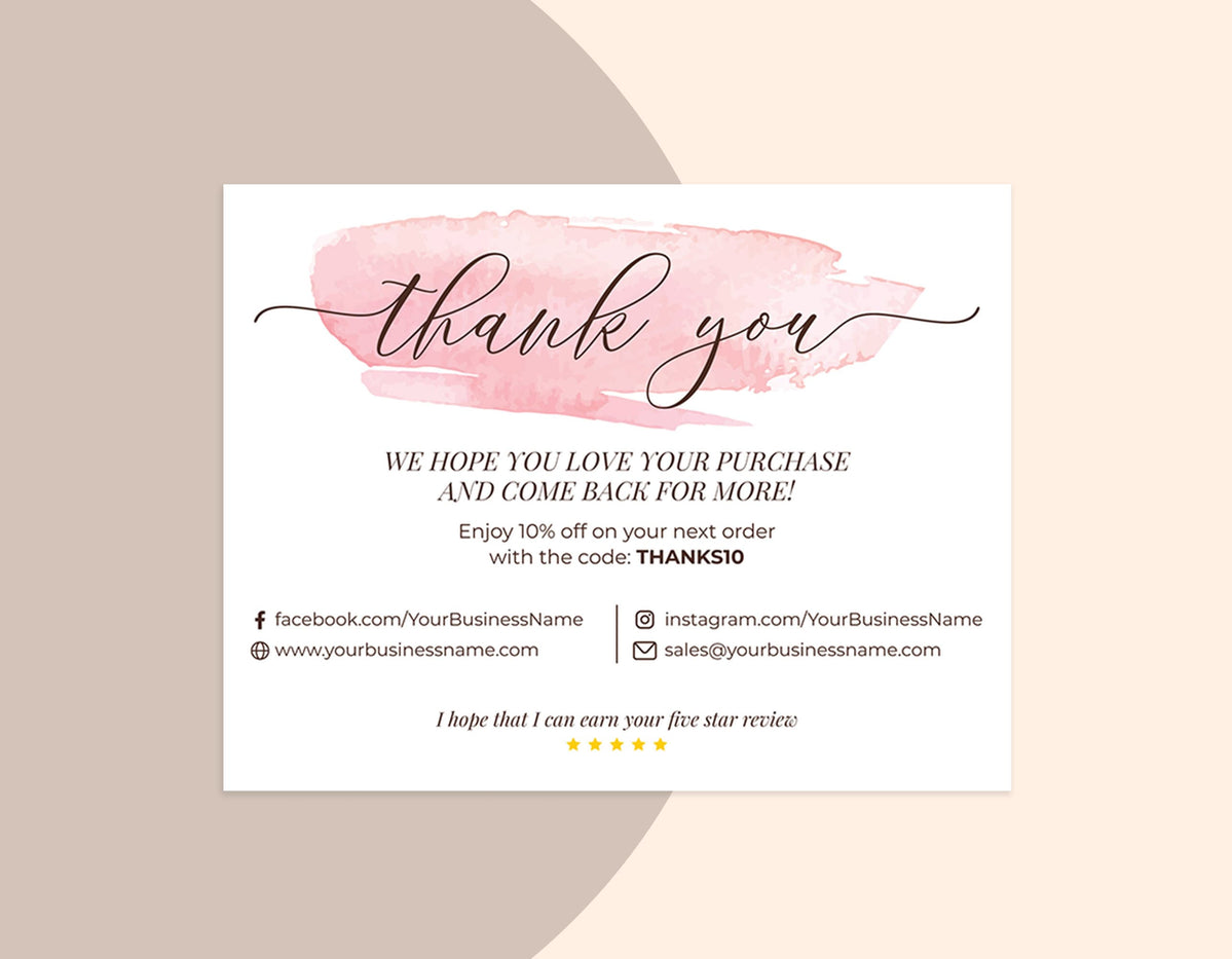 Editable Square Business Thank You Card Template Printable Fully Edi