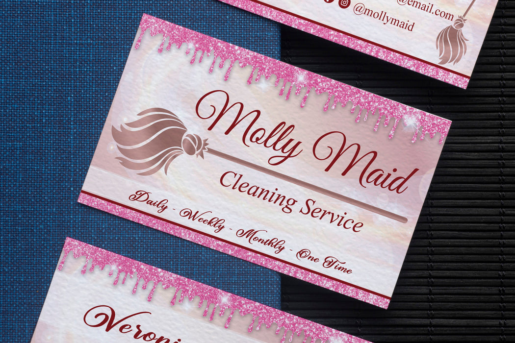 Editable Cleaning Service Business Card Template, Printable Woman Owned Cleaning Business Card for Residential Cleaning Business, Commercial Cleaning Business