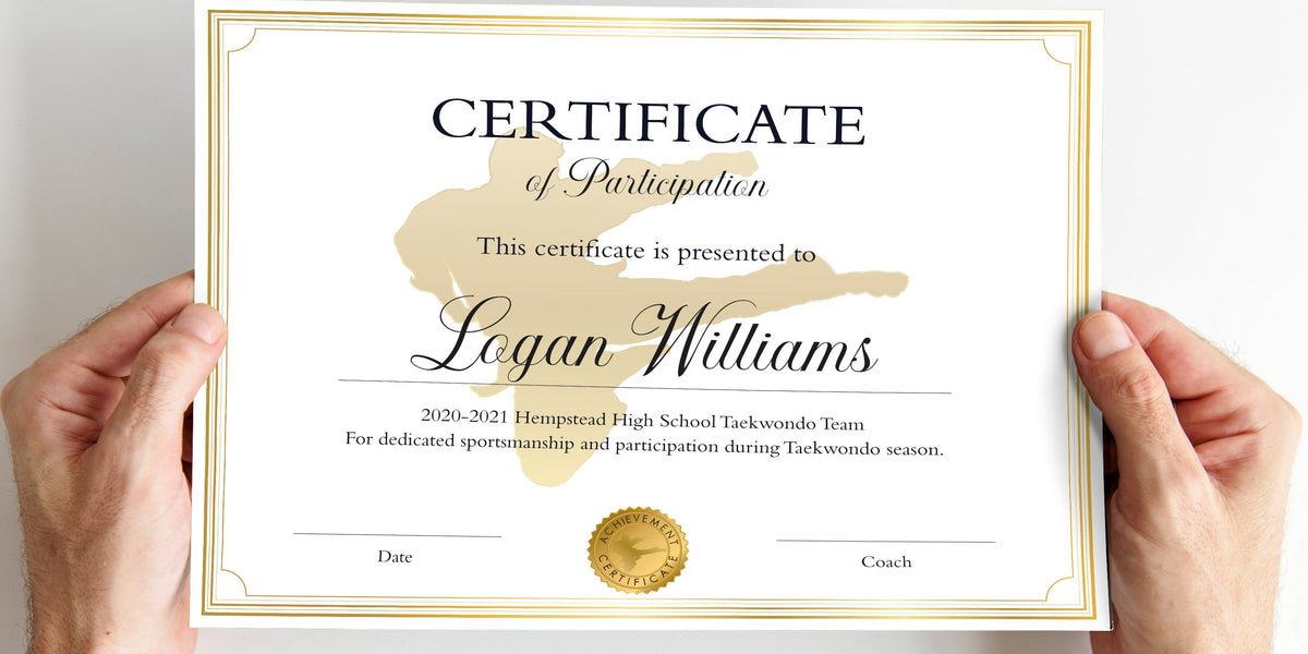 Editable Taekwondo Certificate Template, DIY Tae kwon do Participation ...