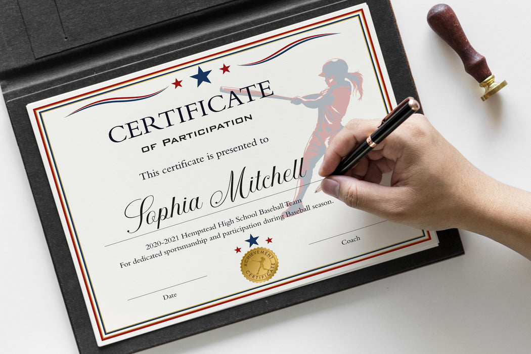 Downloadable Red White Girls Softball Certificate Template, DIY Softba — Posh Park downloadable-red-white-girls-softball-certificate-template-diy-softba-posh-park