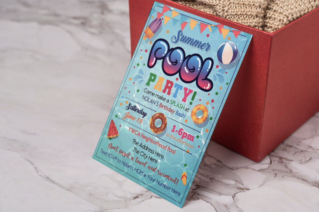 Editable Pool Party Invitation, Downloadable Kids Pool Party Birthday, Children's Pool Party Invite |Printable Kids Summer Party, Kids Summer Invitation