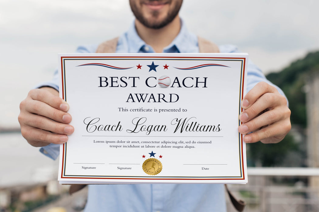 Downloadable Baseball Coach Certificate Template,  Best Baseball Coach of the Year Template, Baseball Coach Recognition Award, Sports Coach