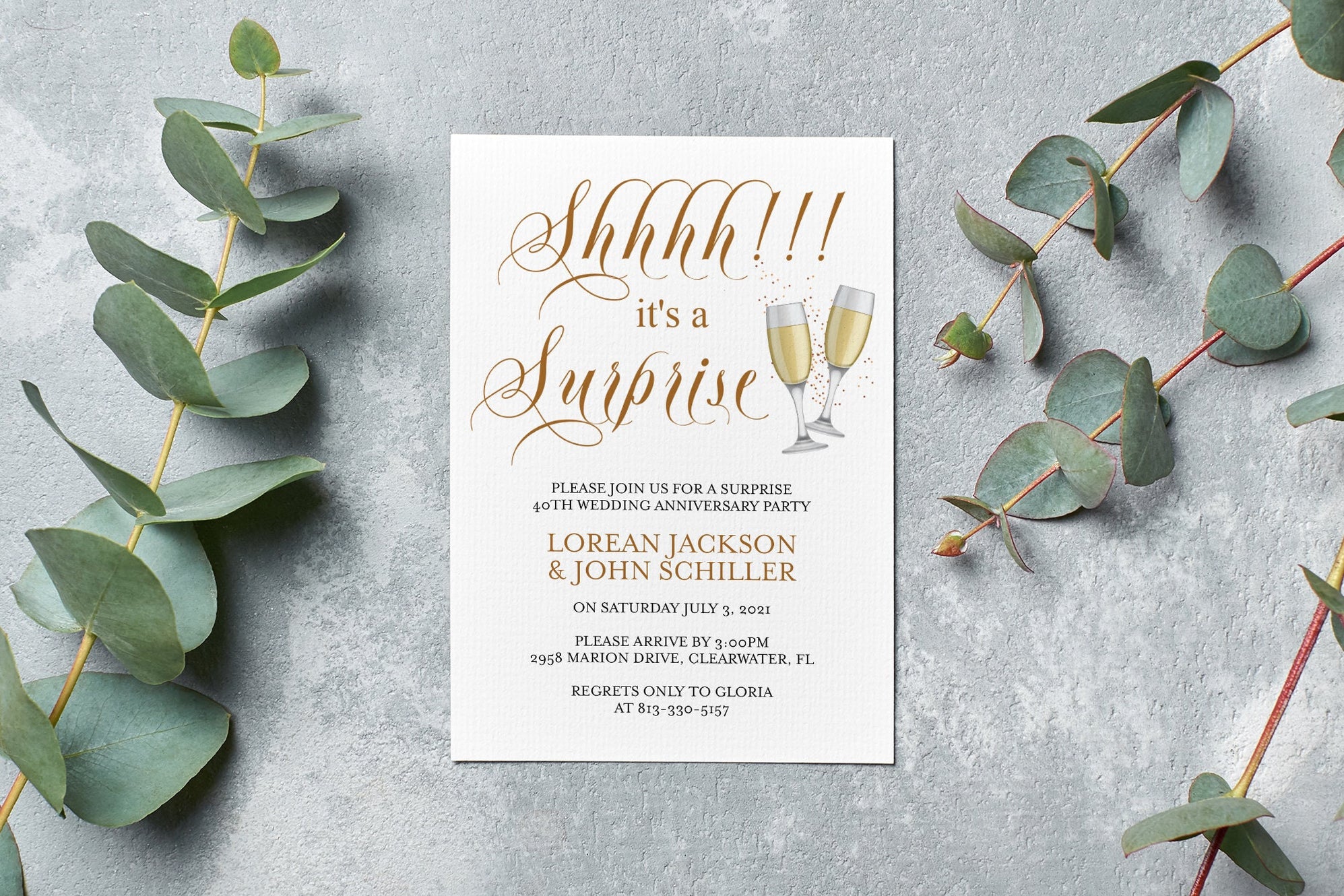 Editable Minimalist 40th Anniversary Invitation Surprise, Printable 40 ...