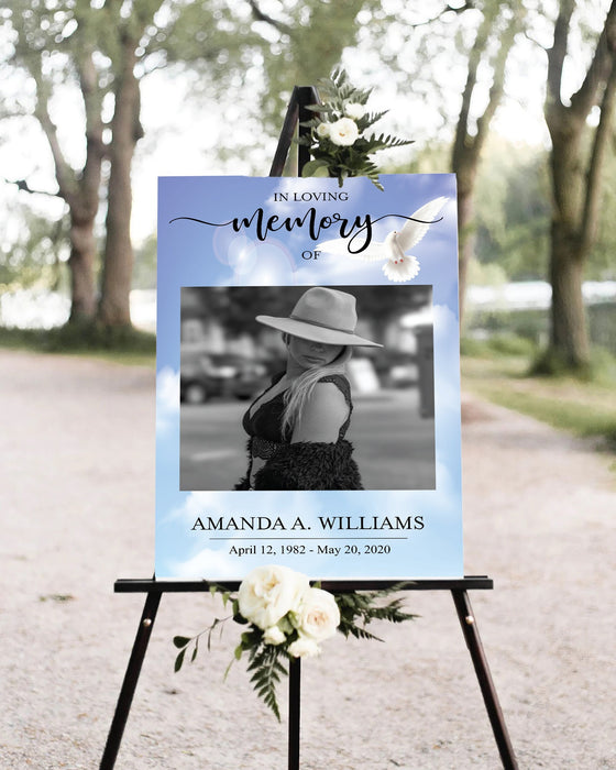 Dove Funeral Welcome Sign, Editable Memorial Service Sign and Funeral Display PRINTABLE