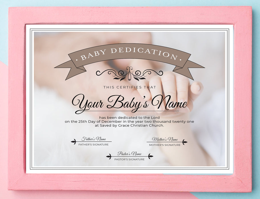 Printable Baby Dedication Certificate, Editable Baby Christening Certificate, INSTANT DOWNLOAD
