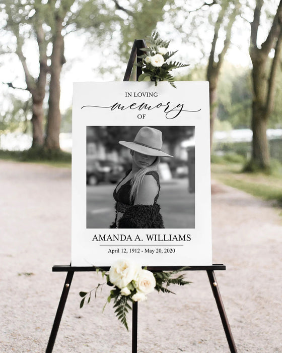 Editable Minimalist Funeral Welcome Sign, Downloadable Memorial Service Sign and Funeral Decor
