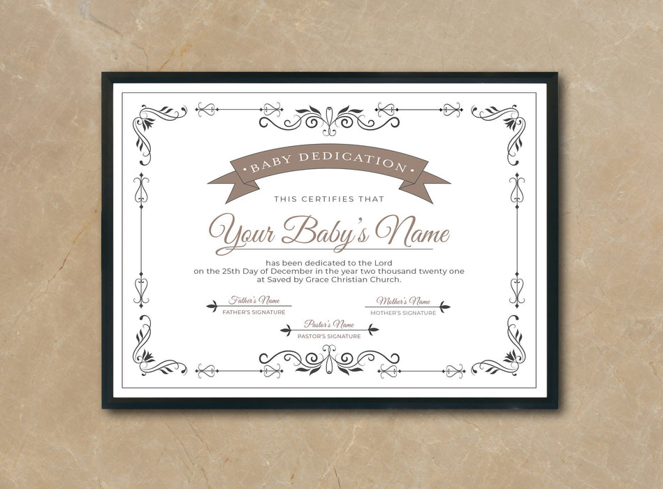 Baby Dedication Certificate, Editable Baby Christening Dedication, Printable Baptism Certificate, INSTANT DOWNLOAD